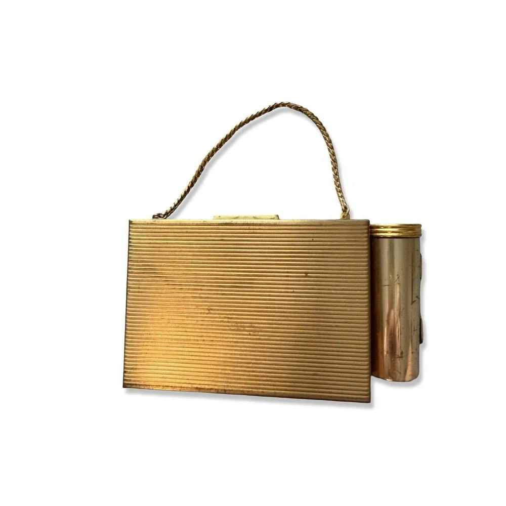 MCM Vintage Gold tone Zell Fifth Avenue Vanity Carryall Compact /Lipstick Holder